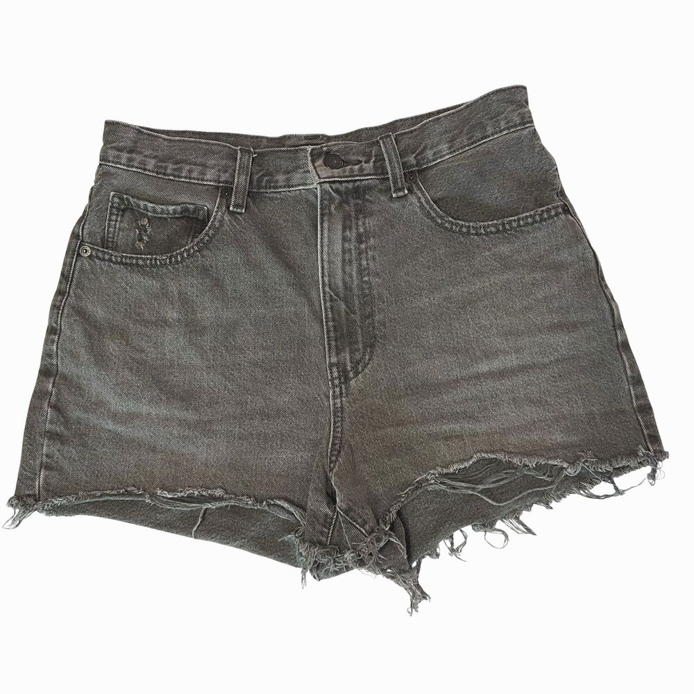 Uniqlo Shorts Women's 27 Gray Denim High Rise Cutoff Distressed
